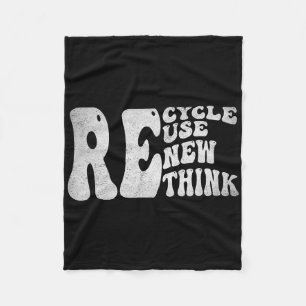 Recycle Reuse Renew Rethink Retro Groovy Earth Day Fleece Blanket