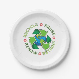 Recycle, Reuse, Renew, Rethink. Save Planet Earth Paper Plate