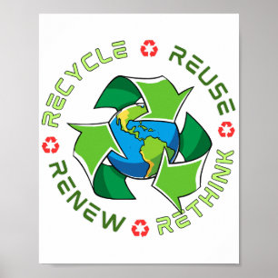 Recycle, Reuse, Renew, Rethink. Save Planet Earth. Poster