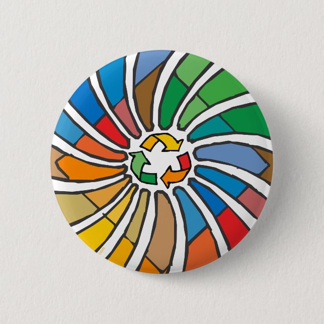 Recycle Sign Art 6 Cm Round Badge (Front)