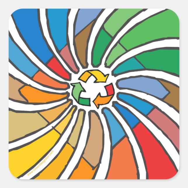 Recycle Sign Art Square Sticker (Front)