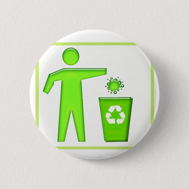 Recycle Symbol 6 Cm Round Badge (Front)