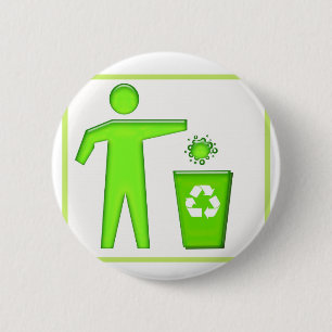 Recycle Symbol 6 Cm Round Badge