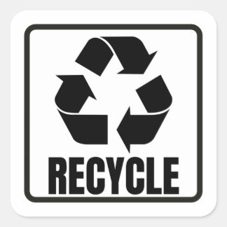 recycle symbol black square sticker
