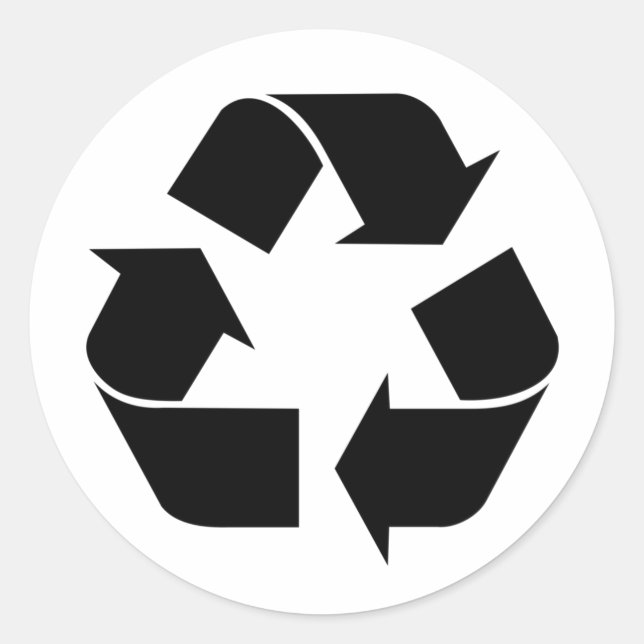 recycle symbol classic round sticker (Front)