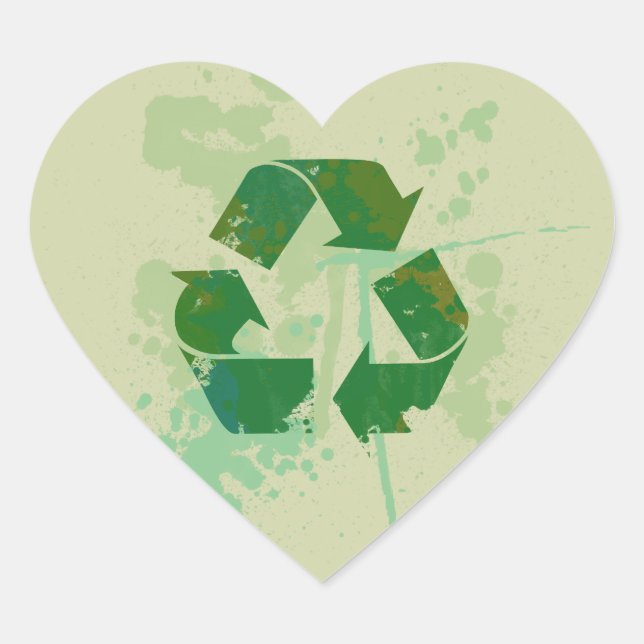 Recycle Symbol Heart Sticker (Front)
