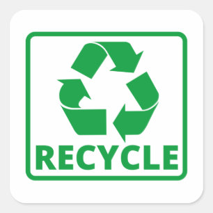  recycle symbol square sticker