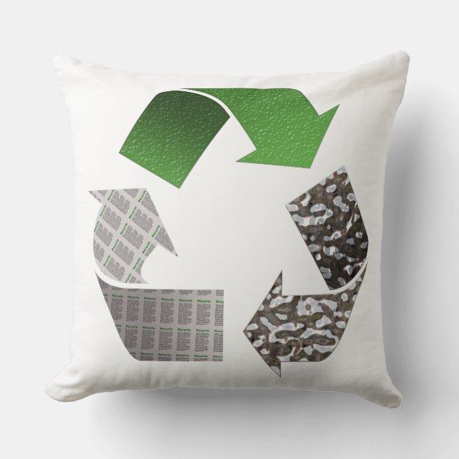 Recycle Symbol Throw Pillow (Front)