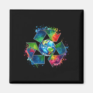 Recycle Symbol With Earth Supporting Earth Day Eve Magnet