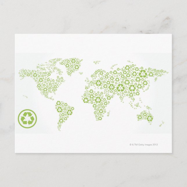 Recycle symbols used to create the planet postcard (Front)