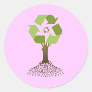 Recycle tree classic round sticker