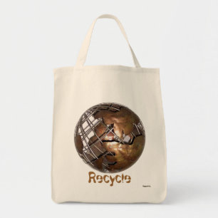 Recycle World Globe Global Grocery Tote Bag