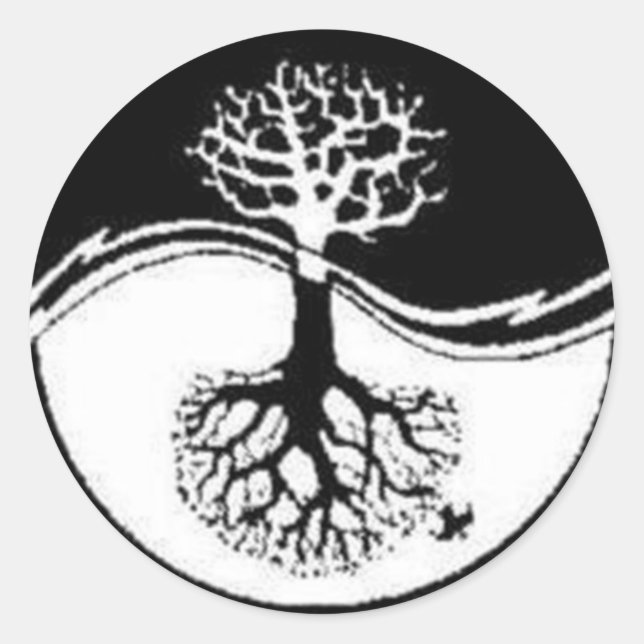 RECYCLE YIN YANG TREE CLASSIC ROUND STICKER (Front)