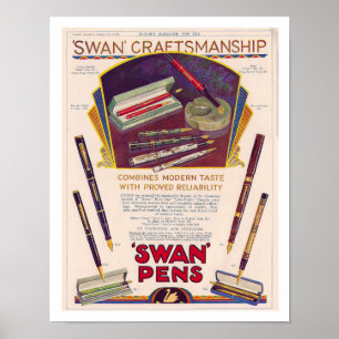 RECYCLED ART: 1931 SWAN PEN AD  POSTER