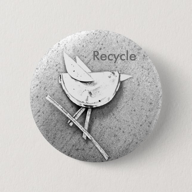 Recycled Bird 6 Cm Round Badge (Front)