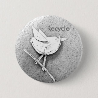 Recycled Bird 6 Cm Round Badge