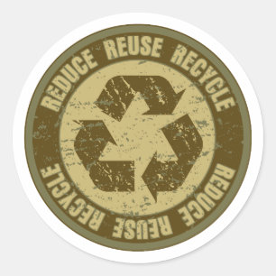 Recycled Grunge Classic Round Sticker