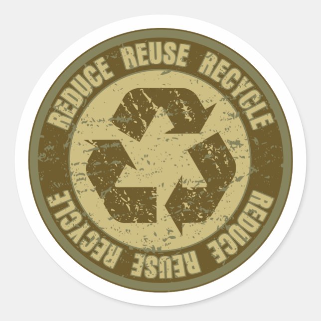 Recycled Grunge Classic Round Sticker (Front)