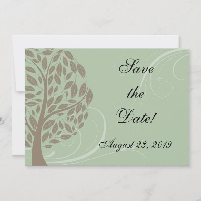 Recycled Paper Green Eco Tree Photo Save the Date (Front)