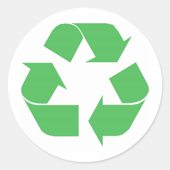 Recycled symbol classic round sticker (Front)
