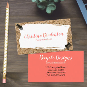 Recycled White Scrap Paper Cork Coral Template Business Card