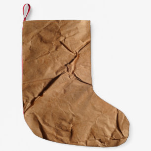 Recycled wrapping paper. Texture. Small Christmas Stocking