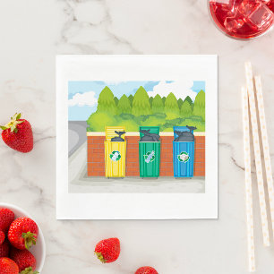 Recycling Bins Colour Coded Waste Sorting Napkin