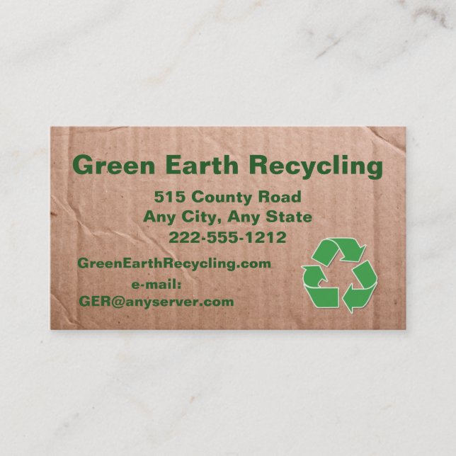 Recycling Business Cardboard Look Business Card (Front)