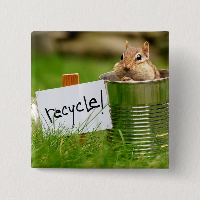 Recycling Chipmunk Button (Front)