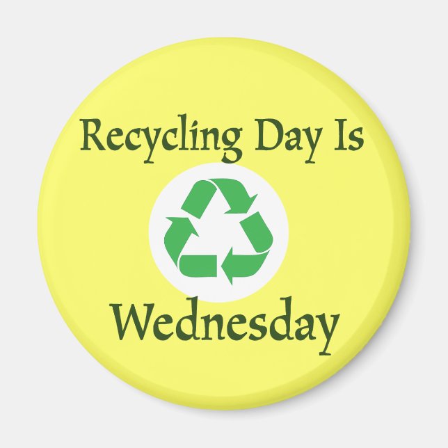 Recycling Day Wednesday Reminder Magnet (Front)