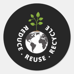 Recycling Earth Day Gift Environment Reduce Reuse Classic Round Sticker