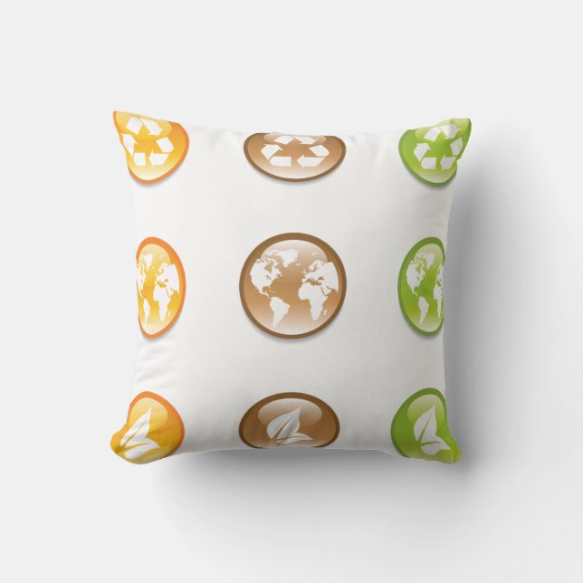 Recycling Elements Throw Pillow (Front)