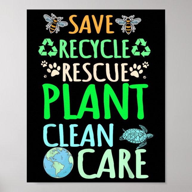 Recycling Environmentalist Recycle Earth Day Rescu Poster (Front)