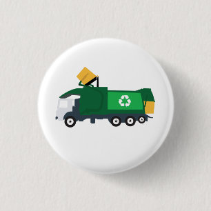 Recycling Garbage Truck 3 Cm Round Badge