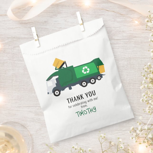 Recycling Garbage Truck Birthday  Party Favour Bag (Clipped)