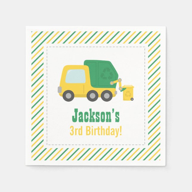Recycling Garbage Truck Boys Birthday Party Napkin (Front)