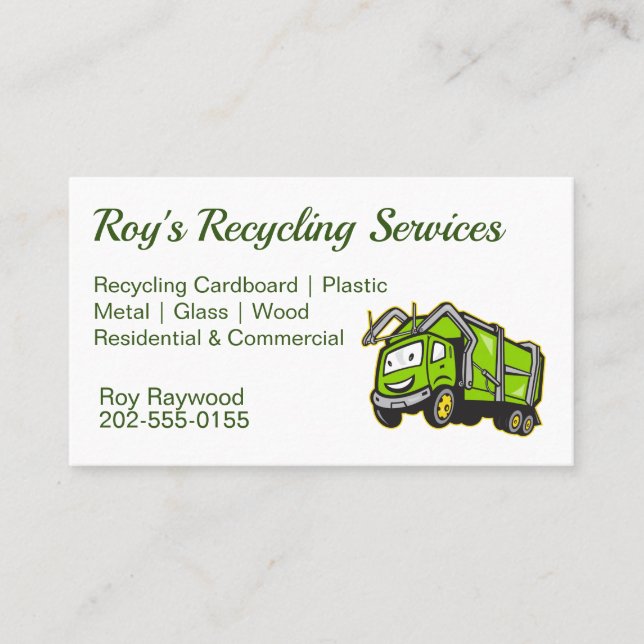 Recycling Garbage Truck  Business Card (Front)