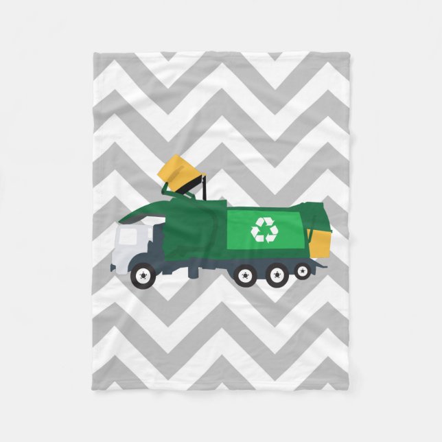 Recycling Garbage Truck Fleece Blanket (Front)