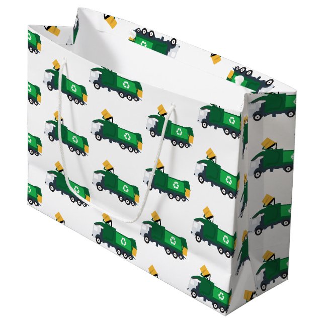 Recycling Garbage Truck Large Gift Bag (Front Angled)