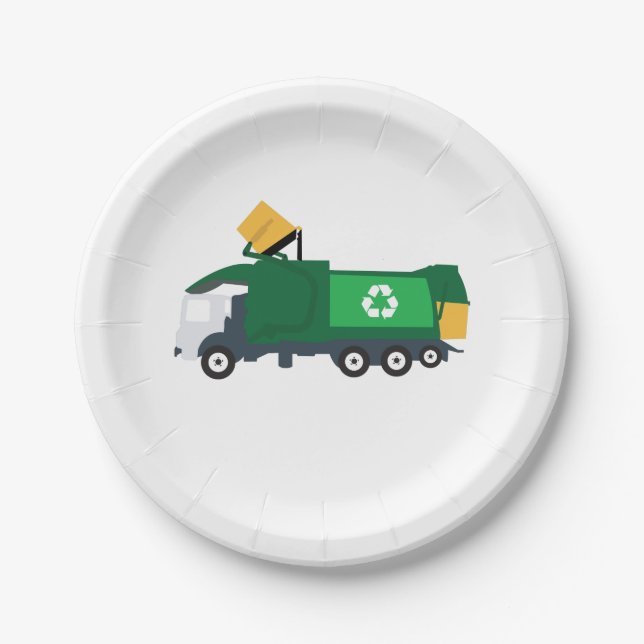 Recycling Garbage Truck Paper Plate (Front)