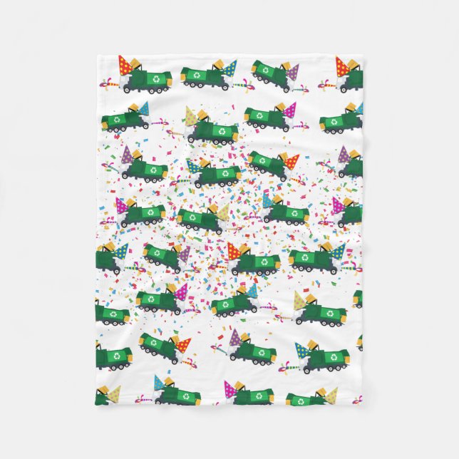 Recycling Garbage Truck Party Pattern  Fleece Blanket (Front)