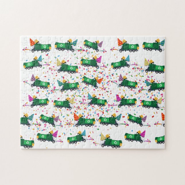 Recycling Garbage Truck Party Pattern  Jigsaw Puzzle (Horizontal)