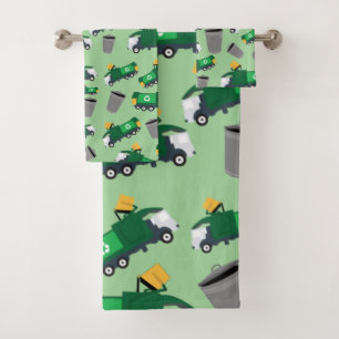 Recycling Garbage Truck Pattern Bath Towel Set