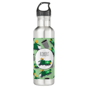 Recycling Garbage Truck Pattern Boys Name 710 Ml Water Bottle