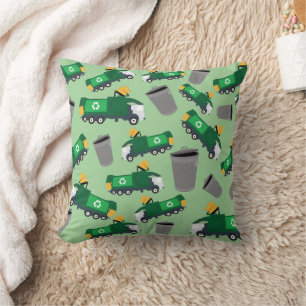 Recycling Garbage Truck Pattern Cushion