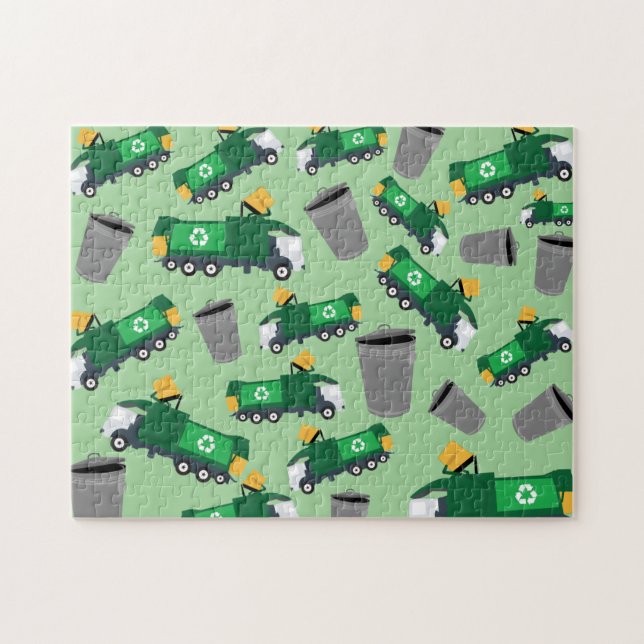Recycling Garbage Truck Pattern Jigsaw Puzzle (Horizontal)