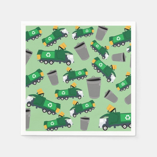 Recycling Garbage Truck Pattern Napkin (Front)