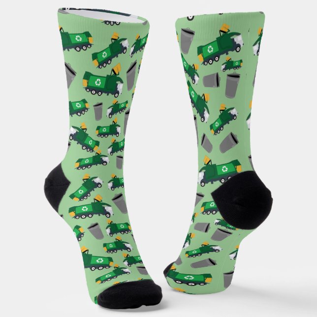 Recycling Garbage Truck Pattern Socks (Angled)