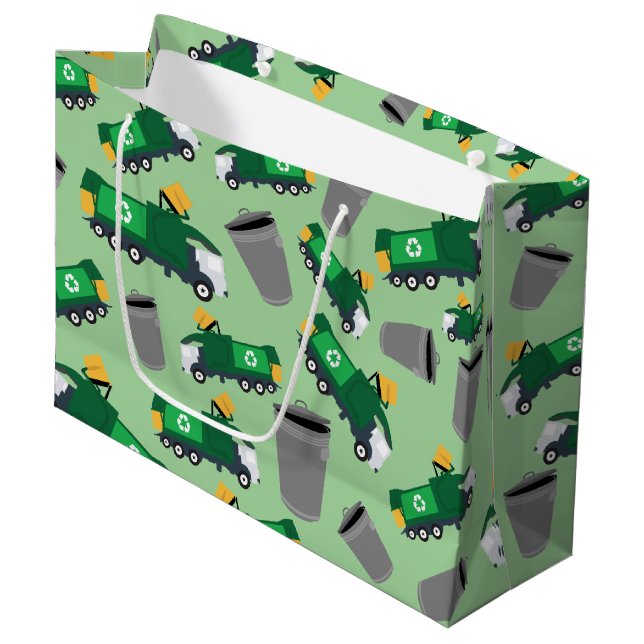 Recycling Garbage Trucks Pattern Large Gift Bag (Front Angled)