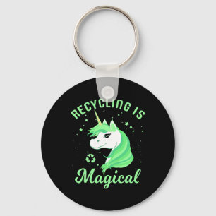 Recycling Is Magical Unicorn Earth Day T Shirt  Key Ring